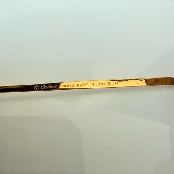 CARTIER Oval Rimless Sunglasses Brown  Gold Frame Authentic Vintage - Picture 5 of 10